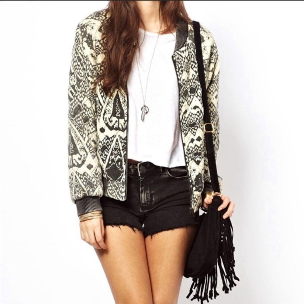 Free People Boho Chic Bomber Jacket